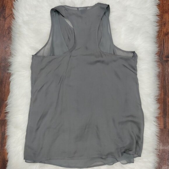 Club Monaco Sleeveless Ruffle Blouse Gray Silk And Polyester Women's M - Picture 3 of 10